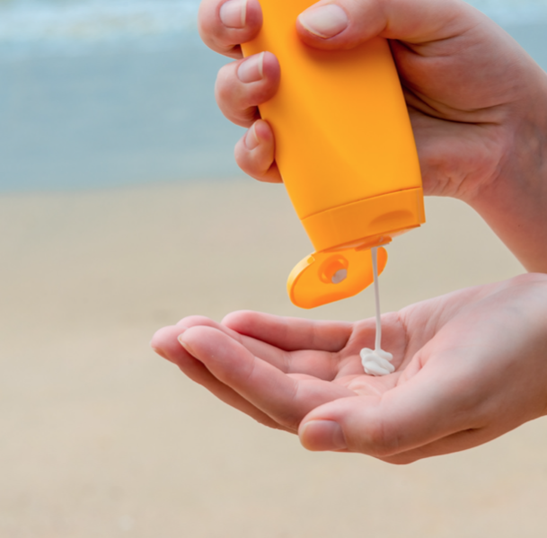 sunscreen on hand